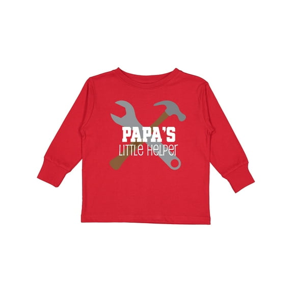 Inktastic Papa Little Helper Boys Long Sleeve Toddler T-Shirt