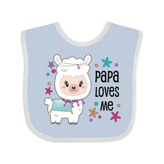 Inktastic Papa Loves Me Cute and Happy Llama Boys or Girls Baby Bib