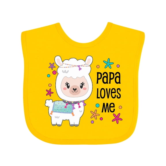 Inktastic Papa Loves Me Cute and Happy Llama Boys or Girls Baby Bib