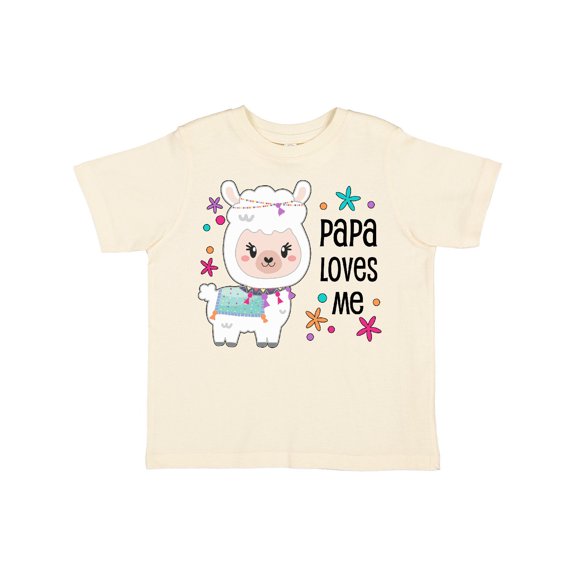 Inktastic Papa Loves Me- Cute and Happy Llama Boys or Girls Toddler T-Shirt