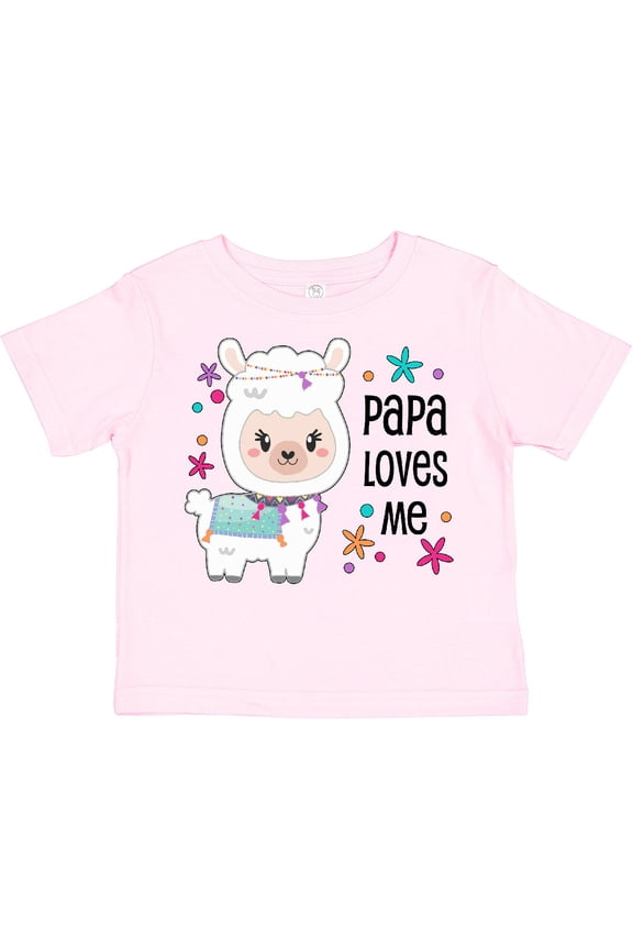 Papa Loves Me- Cute and Happy Llama Boys or Girls Toddler T-Shirt