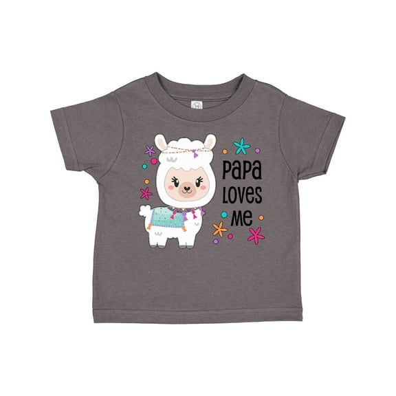 Inktastic Papa Loves Me- Cute and Happy Llama Boys or Girls Toddler T-Shirt