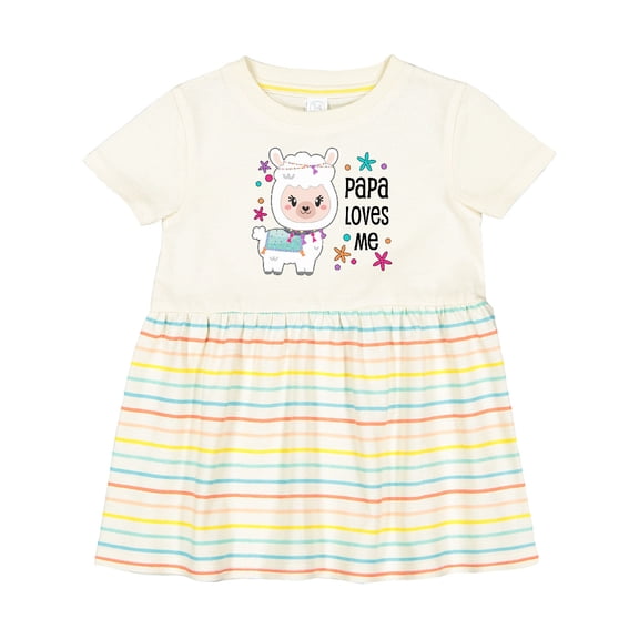 Inktastic Papa Loves Me Cute and Happy Llama Girls Baby Dress