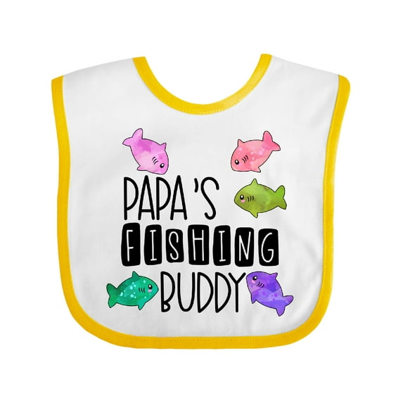 Inktastic Papa's Fishing Buddy with Colorful Fish Boys or Girls Baby Bib