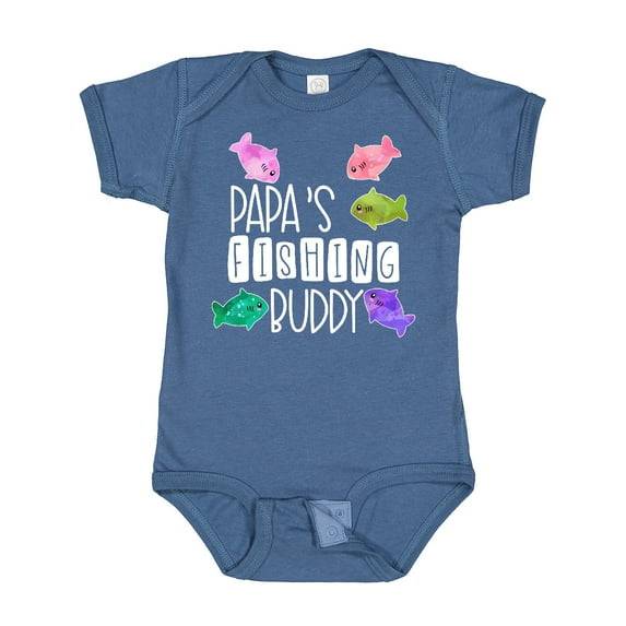 Inktastic Papa's Fishing Buddy with Colorful Fish Boys or Girls Baby Bodysuit