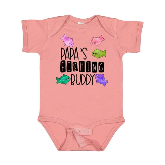 Inktastic Papa's Fishing Buddy with Colorful Fish Boys or Girls Baby Bodysuit