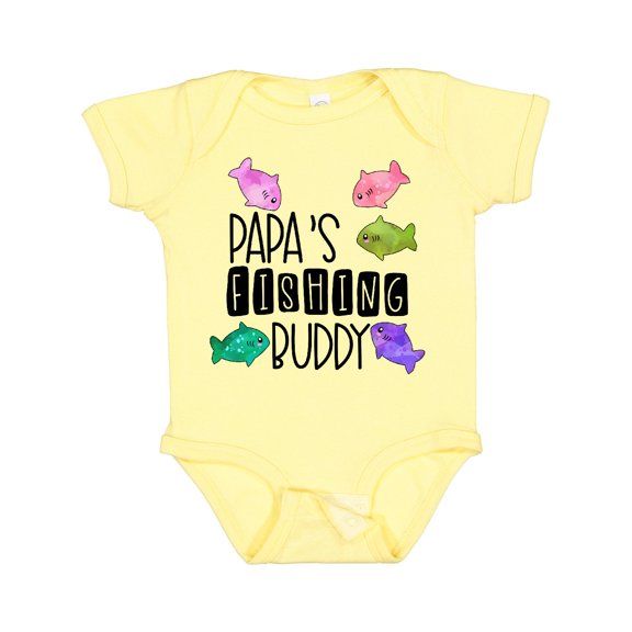 Inktastic Papa's Fishing Buddy with Colorful Fish Boys or Girls Baby Bodysuit