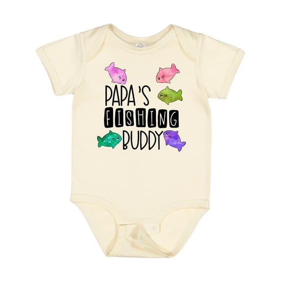 Inktastic Papa's Fishing Buddy with Colorful Fish Boys or Girls Baby Bodysuit