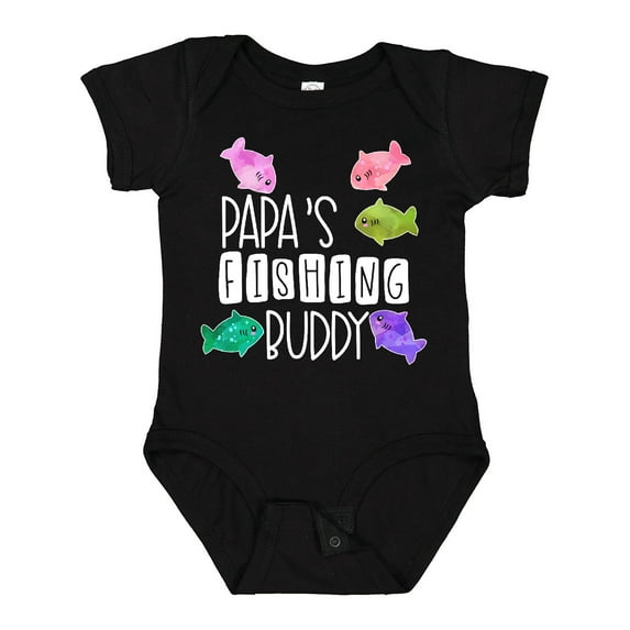 Inktastic Papa's Fishing Buddy with Colorful Fish Boys or Girls Baby Bodysuit