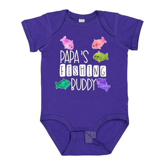 Inktastic Papa's Fishing Buddy with Colorful Fish Boys or Girls Baby Bodysuit