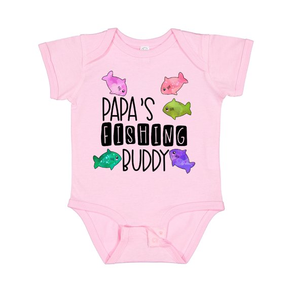 Inktastic Papa's Fishing Buddy with Colorful Fish Boys or Girls Baby Bodysuit