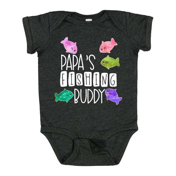Inktastic Papa's Fishing Buddy with Colorful Fish Boys or Girls Baby Bodysuit