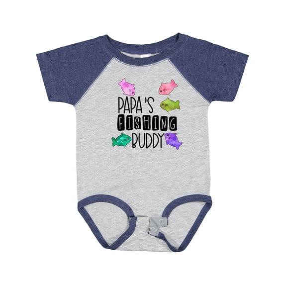 Inktastic Papa's Fishing Buddy with Colorful Fish Boys or Girls Baby Bodysuit