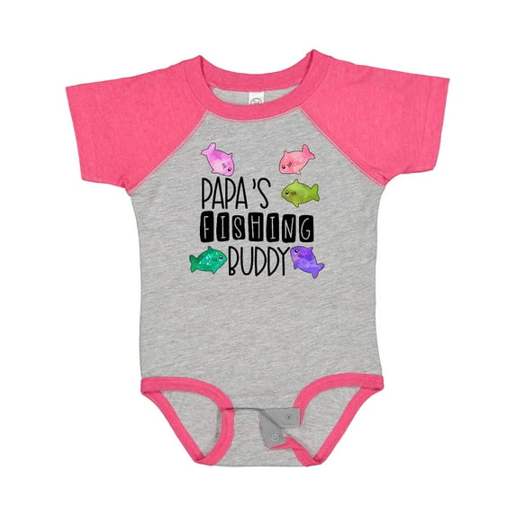 Inktastic Papa's Fishing Buddy with Colorful Fish Boys or Girls Baby Bodysuit