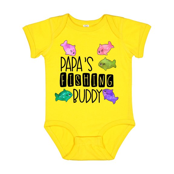 Inktastic Papa's Fishing Buddy with Colorful Fish Boys or Girls Baby Bodysuit