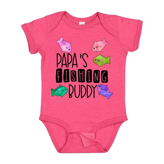 Inktastic Papa's Fishing Buddy with Colorful Fish Boys or Girls Baby Bodysuit