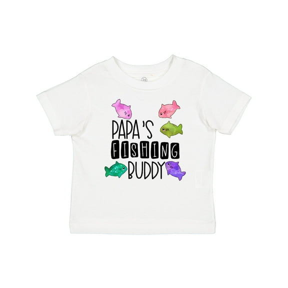 Inktastic Papa's Fishing Buddy with Colorful Fish Boys or Girls Baby T-Shirt