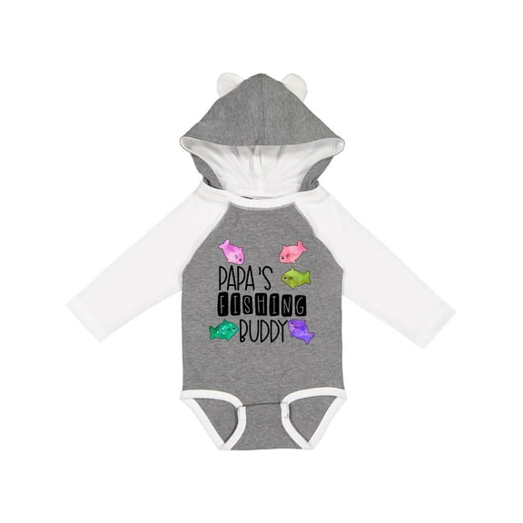 Inktastic Papa's Fishing Buddy with Colorful Fish Boys or Girls Long Sleeve Baby Bodysuit