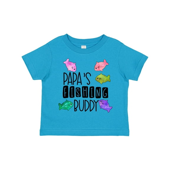 Inktastic Papa's Fishing Buddy with Colorful Fish Boys or Girls Toddler T-Shirt