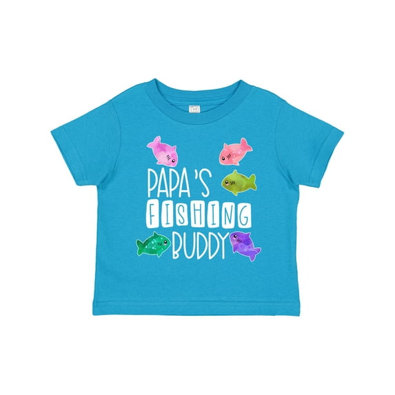 Inktastic Papa's Fishing Buddy with Colorful Fish Boys or Girls Toddler T-Shirt