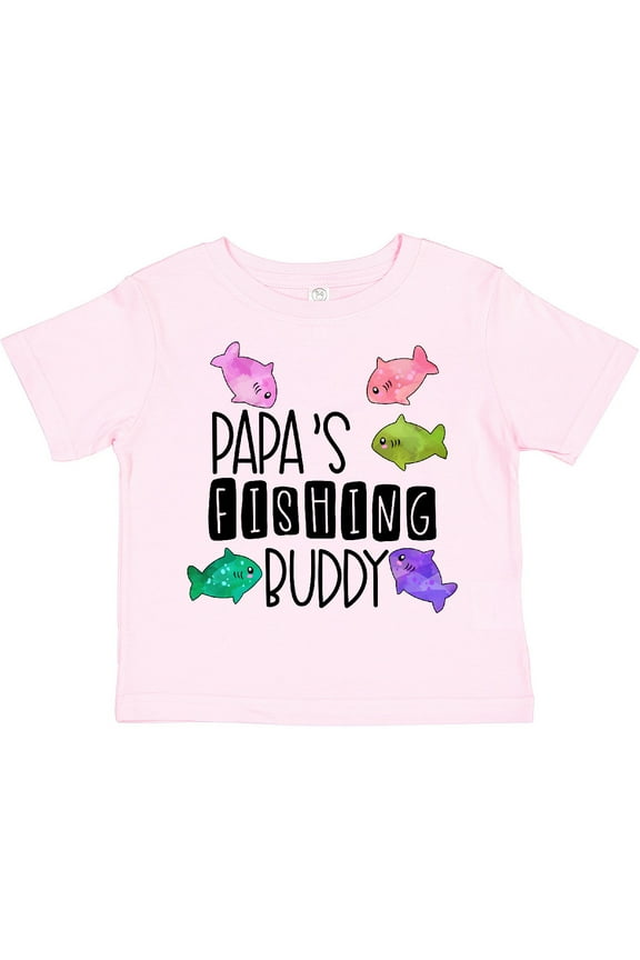 Papa's Fishing Buddy with Colorful Fish Boys or Girls Toddler T-Shirt