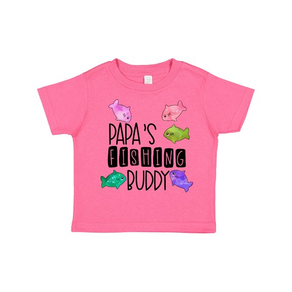 Inktastic Papa's Fishing Buddy with Colorful Fish Boys or Girls Toddler T-Shirt