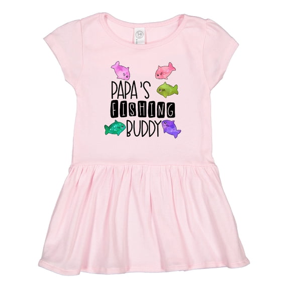 Inktastic Papa's Fishing Buddy with Colorful Fish Girls Toddler Dress