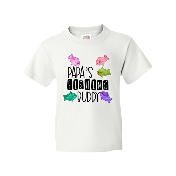 Inktastic Papa's Fishing Buddy with Colorful Fish Youth T-Shirt