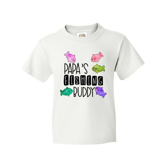 Inktastic Papa's Fishing Buddy with Colorful Fish Youth T-Shirt