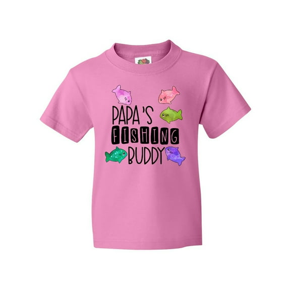 Inktastic Papa's Fishing Buddy with Colorful Fish Youth T-Shirt