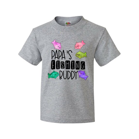 Inktastic Papa's Fishing Buddy with Colorful Fish Youth T-Shirt