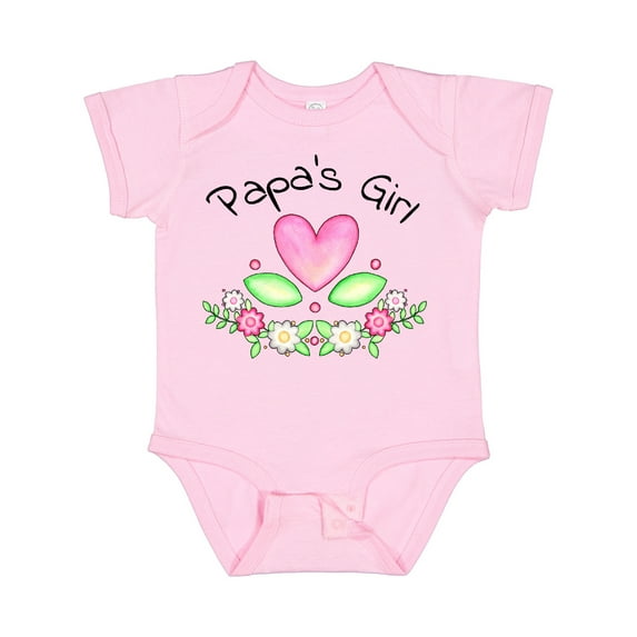 Inktastic Papa's Girl Heart Flowers Girls Baby Bodysuit