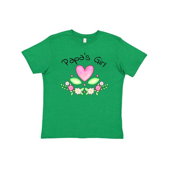 Inktastic Papa's Girl- Heart Flowers Youth T-Shirt