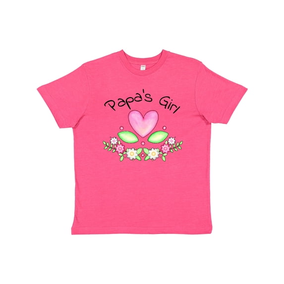Inktastic Papa's Girl Heart Flowers Youth T-Shirt