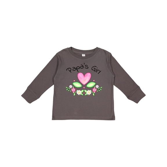 Inktastic Papa's Girl Heart Flowers Girls Long Sleeve Toddler T-Shirt