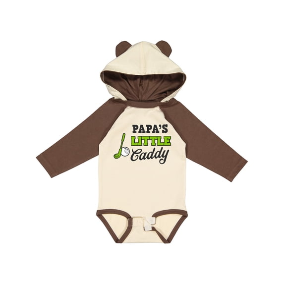 Inktastic Papa's Little Caddy with Golf Club and Ball Boys or Girls Long Sleeve Baby Bodysuit