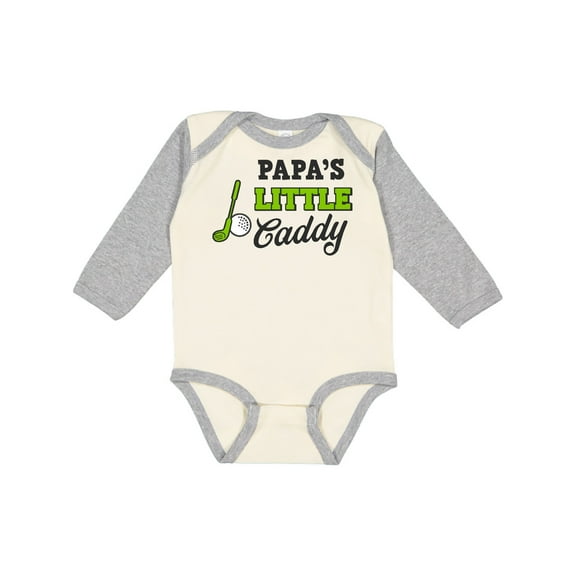 Inktastic Papa's Little Caddy with Golf Club and Ball Boys or Girls Long Sleeve Baby Bodysuit
