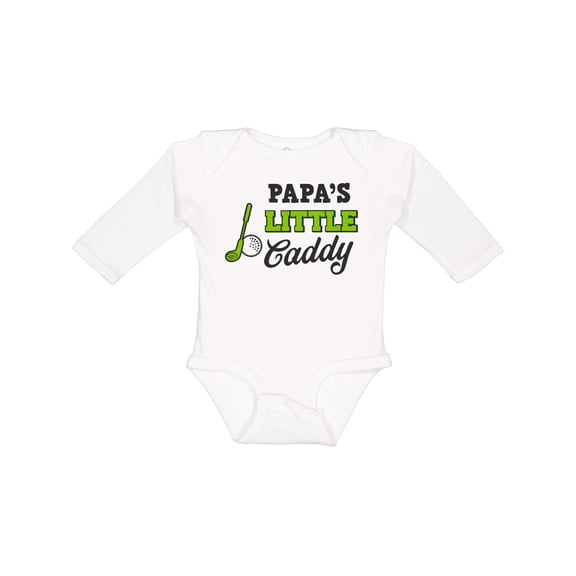 Inktastic Papa's Little Caddy with Golf Club and Ball Boys or Girls Long Sleeve Baby Bodysuit