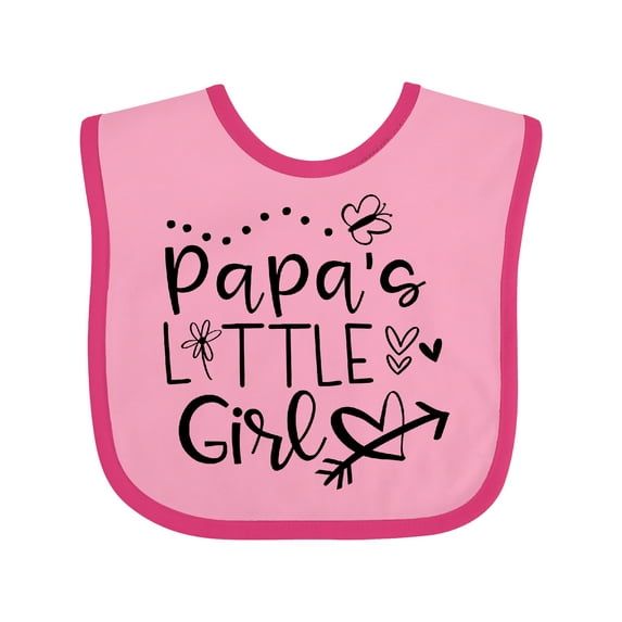 Inktastic Papa's Little Girl with Hearts Flower and Butterfly Girls Baby Bib
