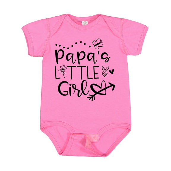 Inktastic Papa's Little Girl with Hearts Flower and Butterfly Girls Baby Bodysuit