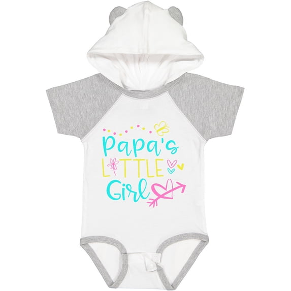 Inktastic Papa's Little Girl with Hearts Flower and Butterfly Girls Baby Bodysuit