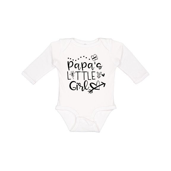 Inktastic Papa's Little Girl with Hearts Flower and Butterfly Girls Long Sleeve Baby Bodysuit
