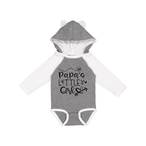 Inktastic Papa's Little Girl with Hearts Flower and Butterfly Girls Long Sleeve Baby Bodysuit