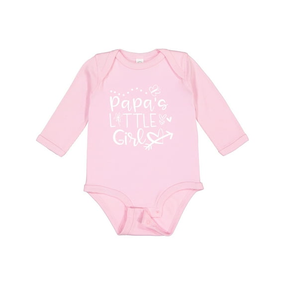 Inktastic Papa's Little Girl with Hearts Flower and Butterfly Girls Long Sleeve Baby Bodysuit