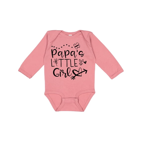 Inktastic Papa's Little Girl with Hearts Flower and Butterfly Girls Long Sleeve Baby Bodysuit