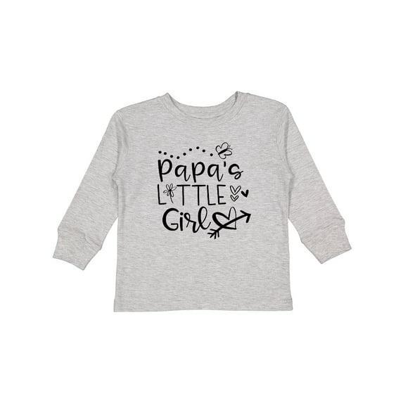 Inktastic Papa's Little Girl with Hearts Flower and Butterfly Girls Long Sleeve Toddler T-Shirt