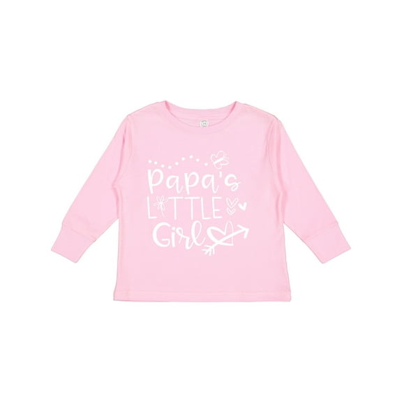 Inktastic Papa's Little Girl with Hearts Flower and Butterfly Girls Long Sleeve Toddler T-Shirt