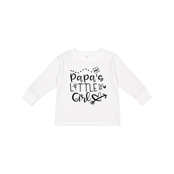 Inktastic Papa's Little Girl with Hearts Flower and Butterfly Girls Long Sleeve Toddler T-Shirt