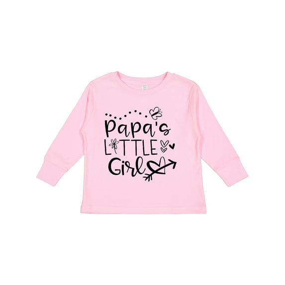 Inktastic Papa's Little Girl with Hearts Flower and Butterfly Girls Long Sleeve Toddler T-Shirt