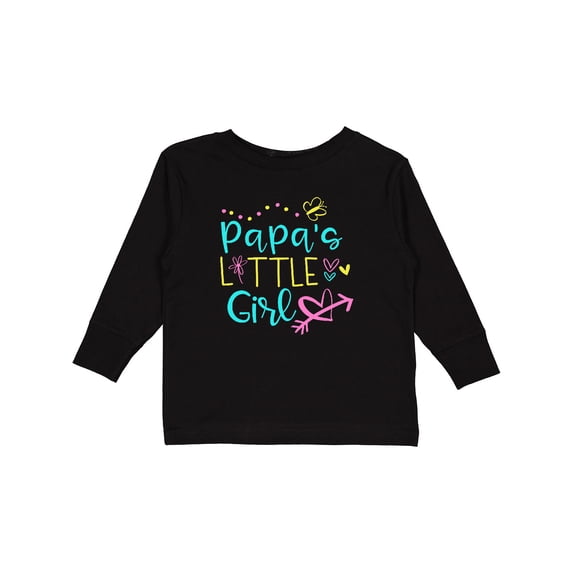 Inktastic Papa's Little Girl with Hearts Flower and Butterfly Girls Long Sleeve Toddler T-Shirt